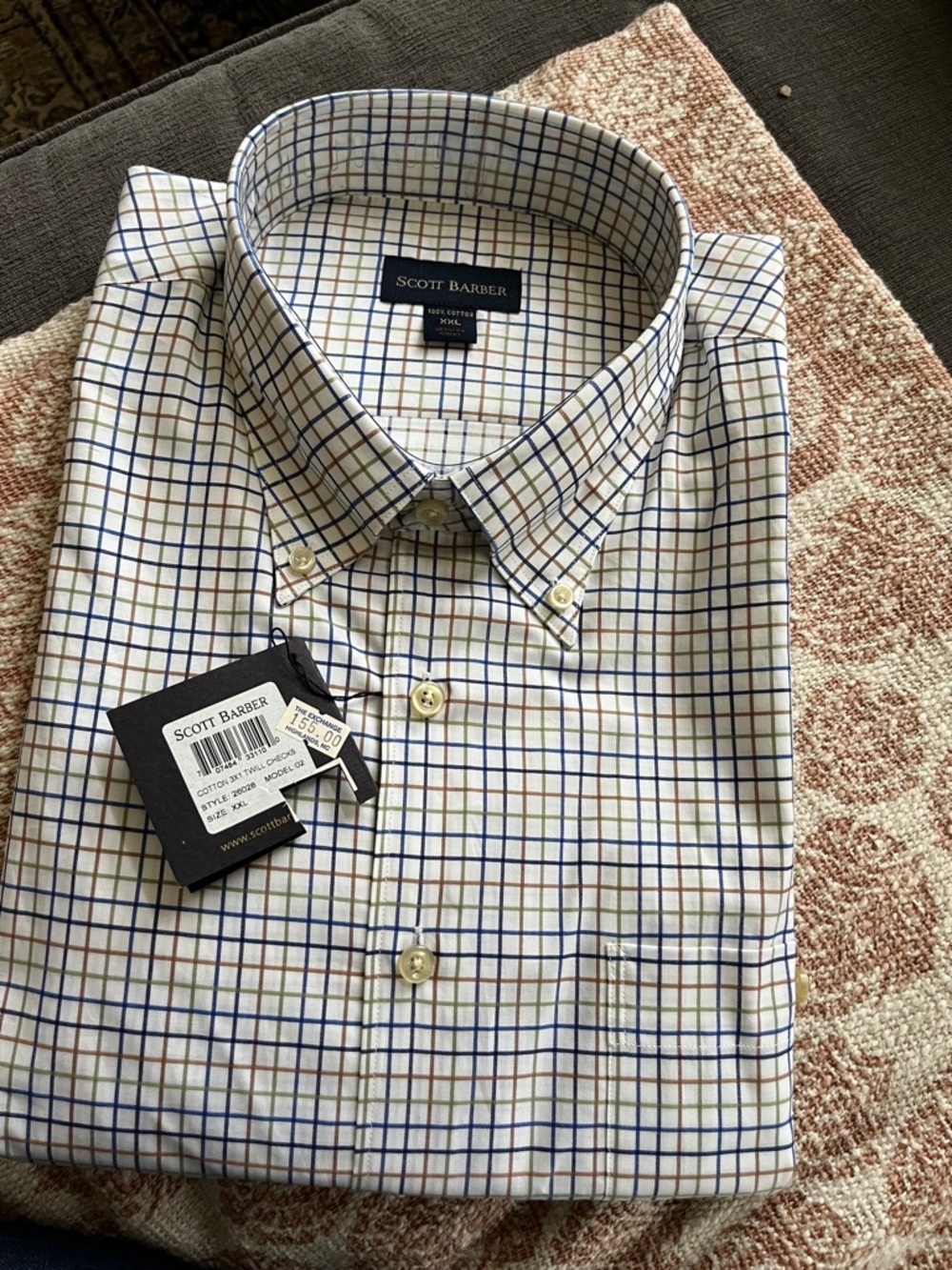 Men's White Multi-Check Button-Down Shirt